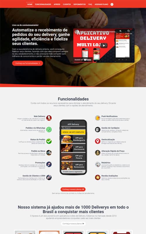 Modelo de página de vendas para vender aplicativo e software