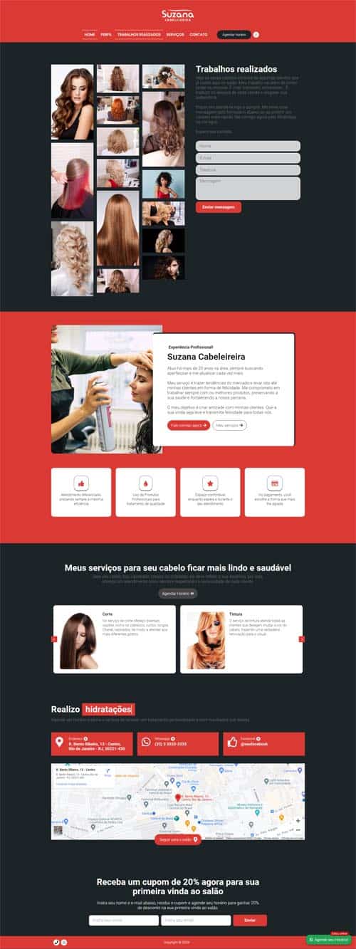 Modelo de site para cabeleireiros, depiladores, manicures, pedicures, barbeiros, salão de beleza e barbearias