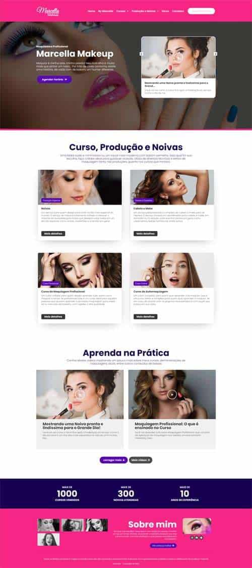 Modelo de site para maquiador, estúdios de maquiagem e makeup