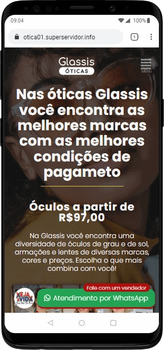 Modelo de Site para Óticas, laboratórios ópticos ou empresas de óculos