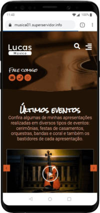 Pagina inicial pelo celular